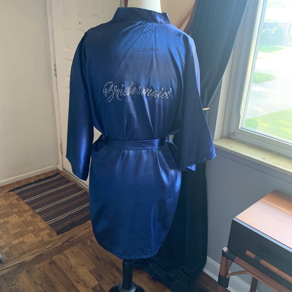 Navy Blue Silk ‘Bridesmaid’ Robe